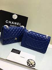 Forubags Chanel 30CM Jumbo lambskin Double Flap in blue gold/silver hardware - 4