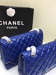 Forubags Chanel 30CM Jumbo lambskin Double Flap in blue gold/silver hardware - 3