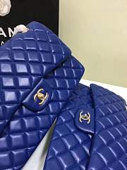 Forubags Chanel 30CM Jumbo lambskin Double Flap in blue gold/silver hardware - 2
