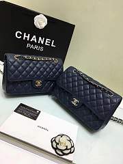 Forubags Chanel calfskin caviar leather 25cm Flap Royal blue gold/silver hardware 1112 - 1