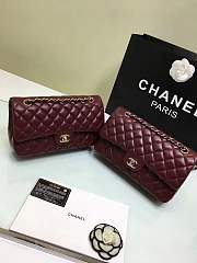 Forubags Chanel lambskin leather 25cm Flap in burgundy with gold/silver 1112 - 1