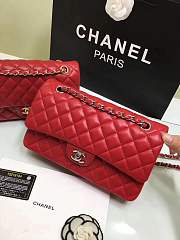 Forubags Chanel lambskin leather 25cm Flap in red with gold/silver 1112 - 2