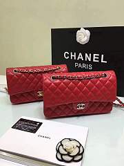 Forubags Chanel lambskin leather 25cm Flap in red with gold/silver 1112 - 3