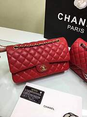 Forubags Chanel lambskin leather 25cm Flap in red with gold/silver 1112 - 4