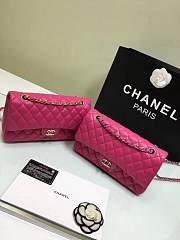 Forubags Chanel lambskin leather 25cm Flap in rose red with gold/silver 1112 - 1