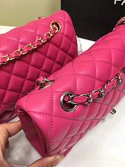 Forubags Chanel lambskin leather 25cm Flap in rose red with gold/silver 1112 - 5