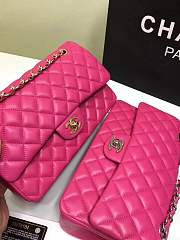 Forubags Chanel lambskin leather 25cm Flap in rose red with gold/silver 1112 - 3