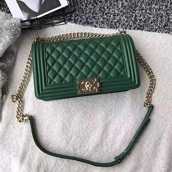 Forubags Chanel Caviar Boy Bag in Green with Gold Hardware