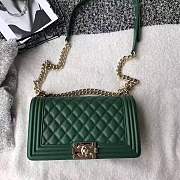 Forubags Chanel Caviar Boy Bag in Green with Gold Hardware - 4
