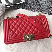 Forubags Chanel Caviar Boy Bag in Red with Gold Hardware - 5