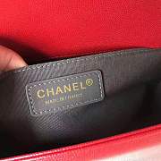 Forubags Chanel Caviar Boy Bag in Red with Gold Hardware - 4