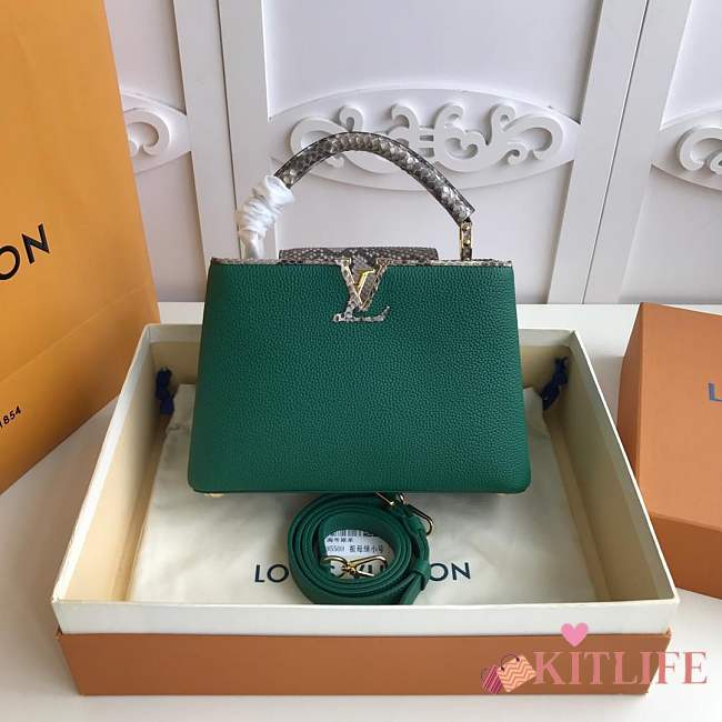 Forubags Louis Vuitton Capucines BB  Python Shoulder green Bag N95384  - 1