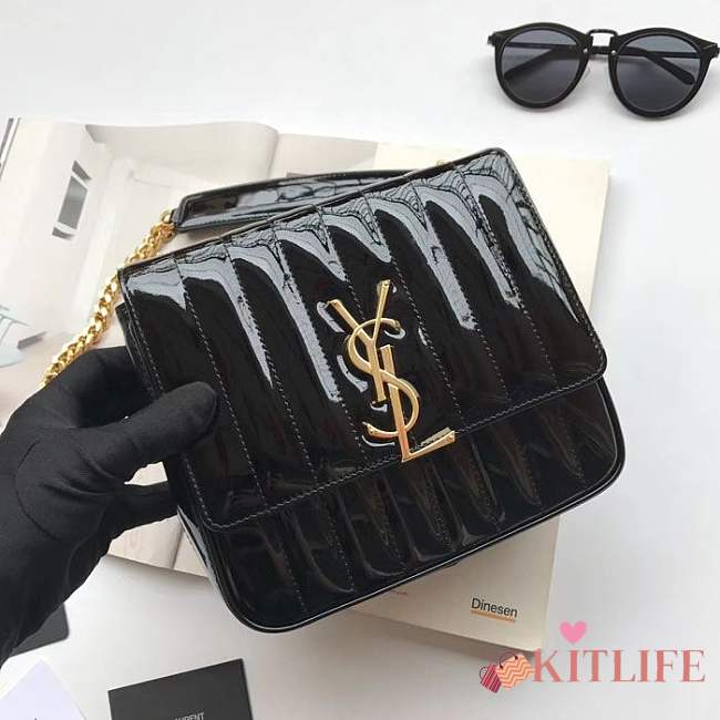 YSL vicky Lacquer leather black 20.5cm - 1