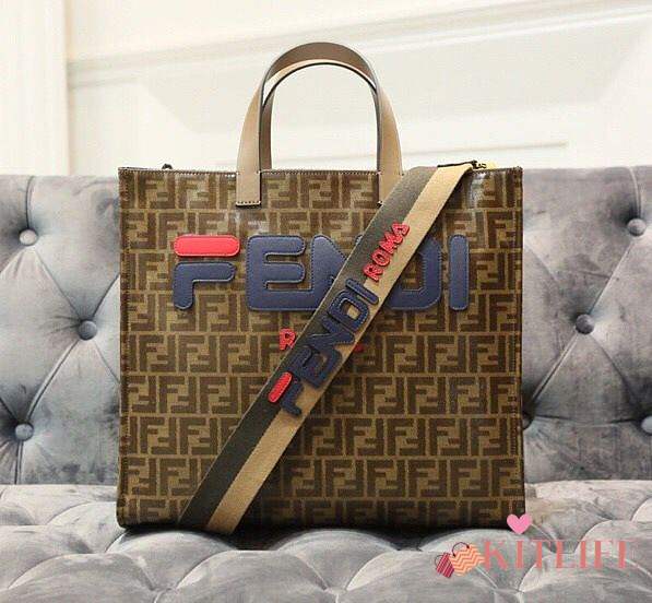 Fendi FF Shopping Bag Blue Logo - 1