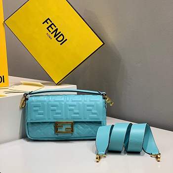 Forubags 2019 Fendi BAGUETTE Lambskin Leather medium blue 