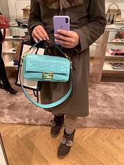 Forubags 2019 Fendi BAGUETTE Lambskin Leather medium blue  - 4