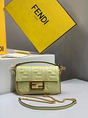 Forubags 2019 Fendi BAGUETTE Lambskin Leather small Pale Yellow  - 3