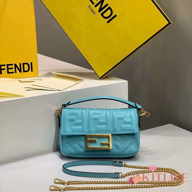 Forubags 2019 Fendi BAGUETTE Lambskin Leather small blue - 1