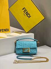 Forubags 2019 Fendi BAGUETTE Lambskin Leather small blue - 6