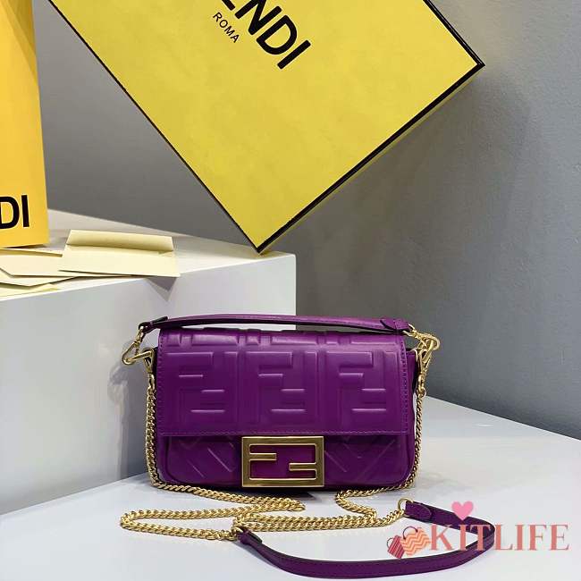 Forubags 2019 Fendi BAGUETTE Lambskin Leather small purple - 1