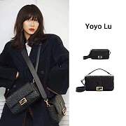 Forubags 2019 Fendi BAGUETTE Lambskin Leather small black - 6