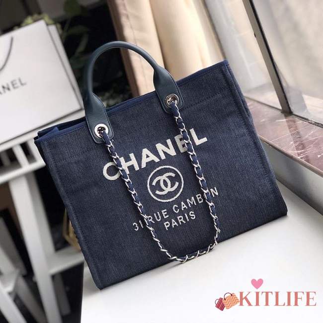  Forubags-1 Chanel Canvas Large Deauville Shopping Bag  - 1