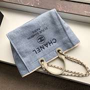 Forubags-3 Chanel Canvas Large Deauville Shopping Bag Light Blue - 2