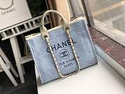 Forubags-3 Chanel Canvas Large Deauville Shopping Bag Light Blue - 4