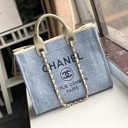 Forubags-3 Chanel Canvas Large Deauville Shopping Bag Light Blue - 6