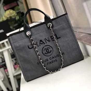 Forubags-4 Chanel Canvas Large Deauville Shopping Bag 