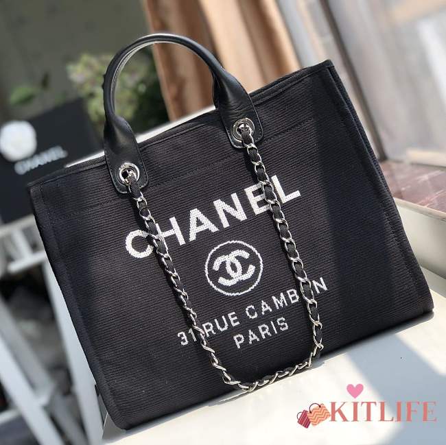 Forubags-7 Chanel Canvas Large Deauville Shopping Bag - 1