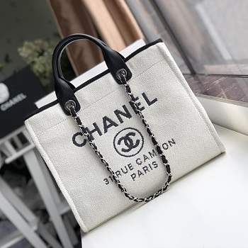 Forubags-8 Chanel Canvas Large Deauville Shopping Bag