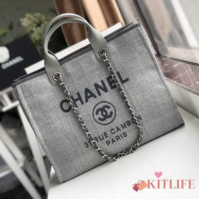 Forubags-9 Chanel Canvas Large Deauville Shopping Bag - 1