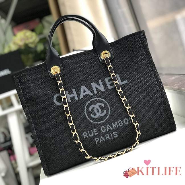 Forubags-11 Chanel Canvas Large Deauville Shopping Bag - 1