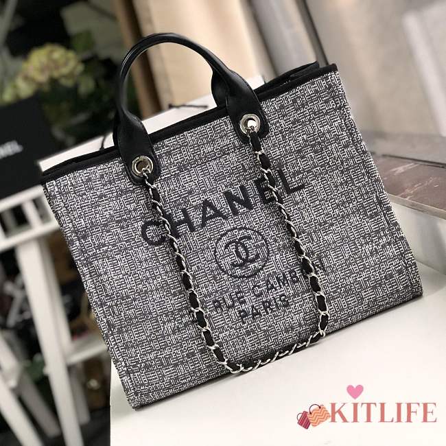 Forubags-13 Chanel Canvas Large Deauville Shopping Bag - 1