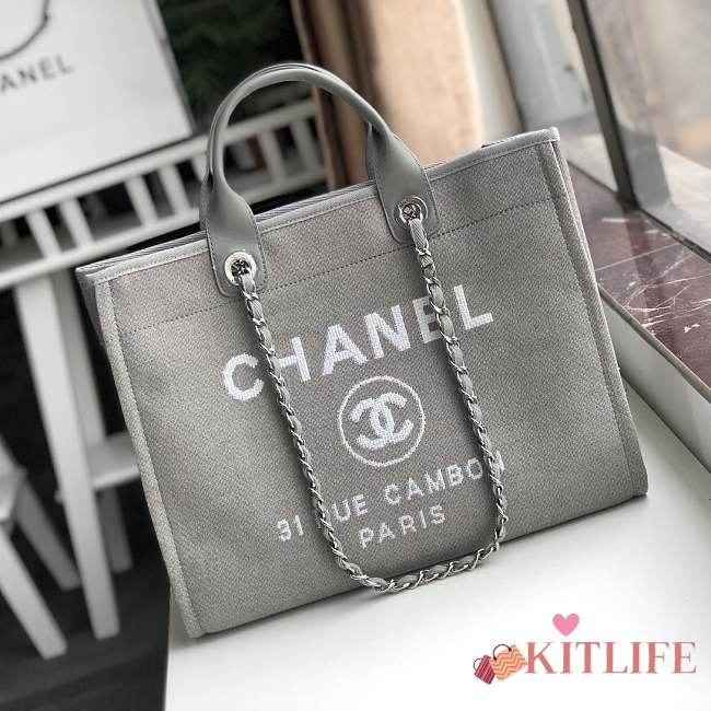 Forubags-20 Chanel Canvas Large Deauville Shopping Bag - 1