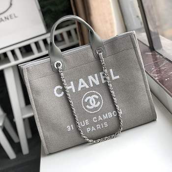 Forubags-20 Chanel Canvas Large Deauville Shopping Bag