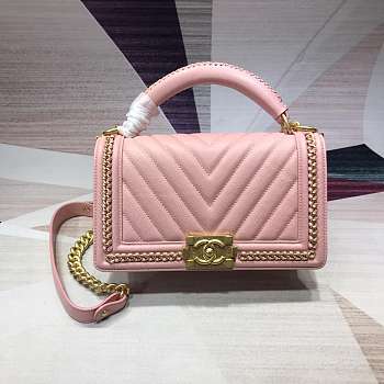 Forubags Chanel Cavior Leboy Bag 25cm With Top Handle Pink