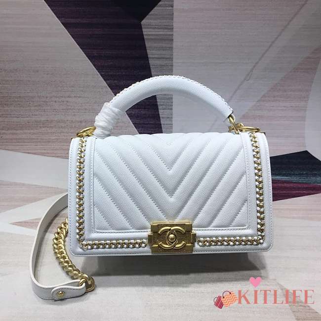 Forubags Chanel Cavior Leboy Bag 25cm With Top Handle white - 1