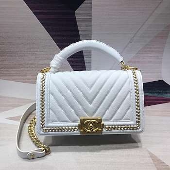 Forubags Chanel Cavior Leboy Bag 25cm With Top Handle white