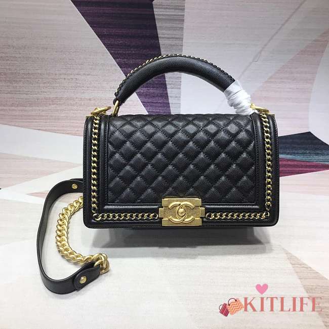 Forubags Chanel Cavior boy Bag 25cm With Top Handle black - 1