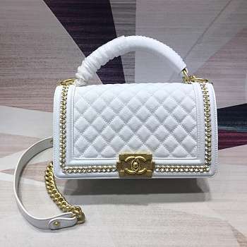 Forubags Chanel Cavior boy Bag 25cm With Top Handle white