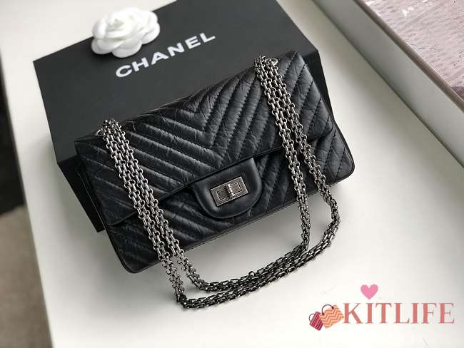 Forubags Chanel chain flap bag square buckle 25cm in black - 1