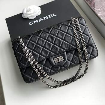 Forubags Chanel chain flap square buckle 28cm in black