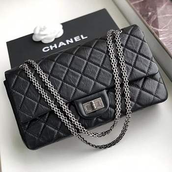 Forubags Chanel chain flap bag square buckle 30cm in black 