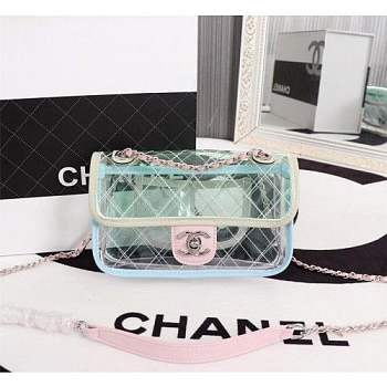 Chanel PVC Flap Bag Transparent A57049 light green