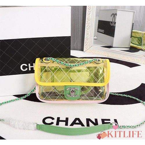 Chanel PVC Flap Bag Transparent A57049 yellow - 1