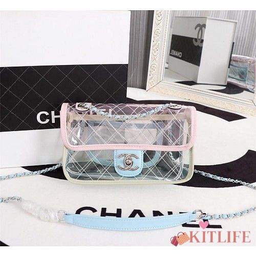 Chanel PVC Flap Bag Transparent A57049 Pink - 1