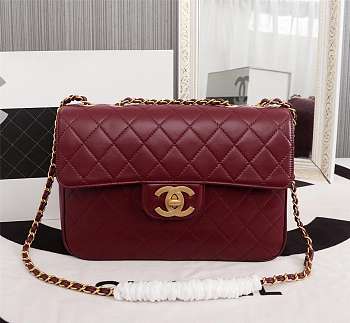 Forubags Chanel Shoulder bag Gold double C lock 30*21*8cm burgundy