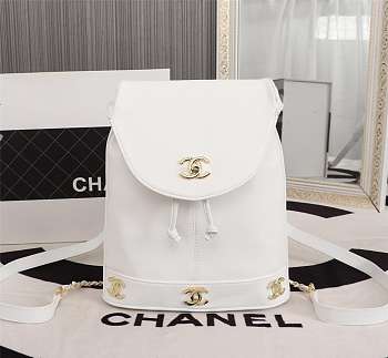 Forubags Chanel Double C backpack,Cowhide, 26*23*10cm,white